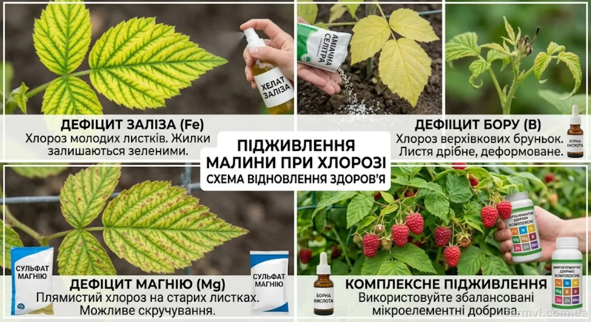 Підживлення малини при хлорозі