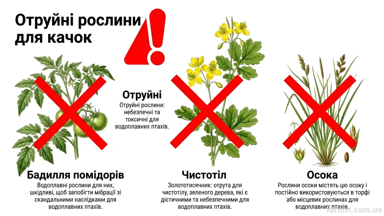 Небезпечні та отруйні рослини для водоплавної птиці