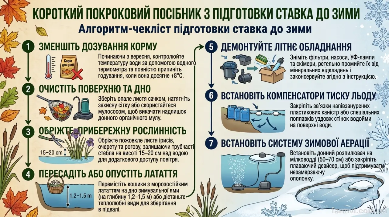 алгоритм консервації ставка до зими