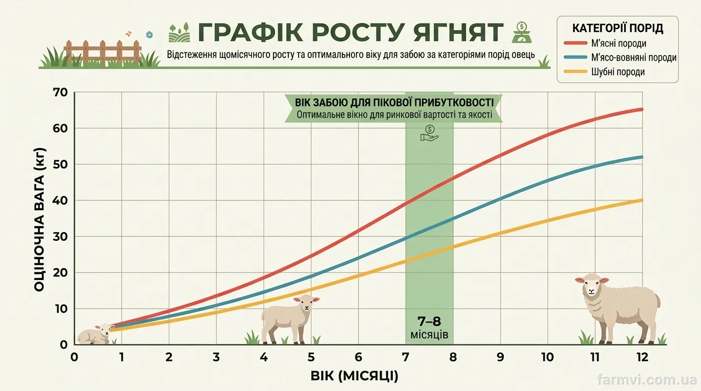 графік росту ягнят по місяцях