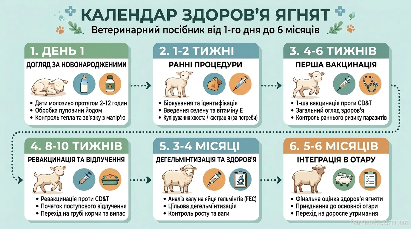 календар ветеринарних обробок та вакцинації овець у фермерському господарстві